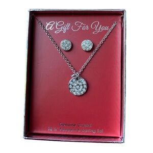 A Gift For You Genuine Crystal 18 1/2” Pendant & Earring Set